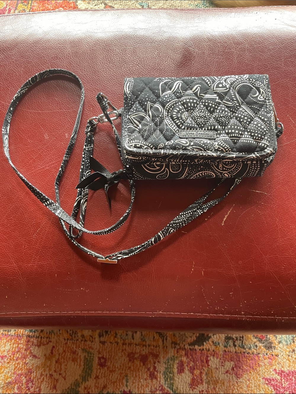 Vera Bradley Black White Paisley Quilted Crossbody